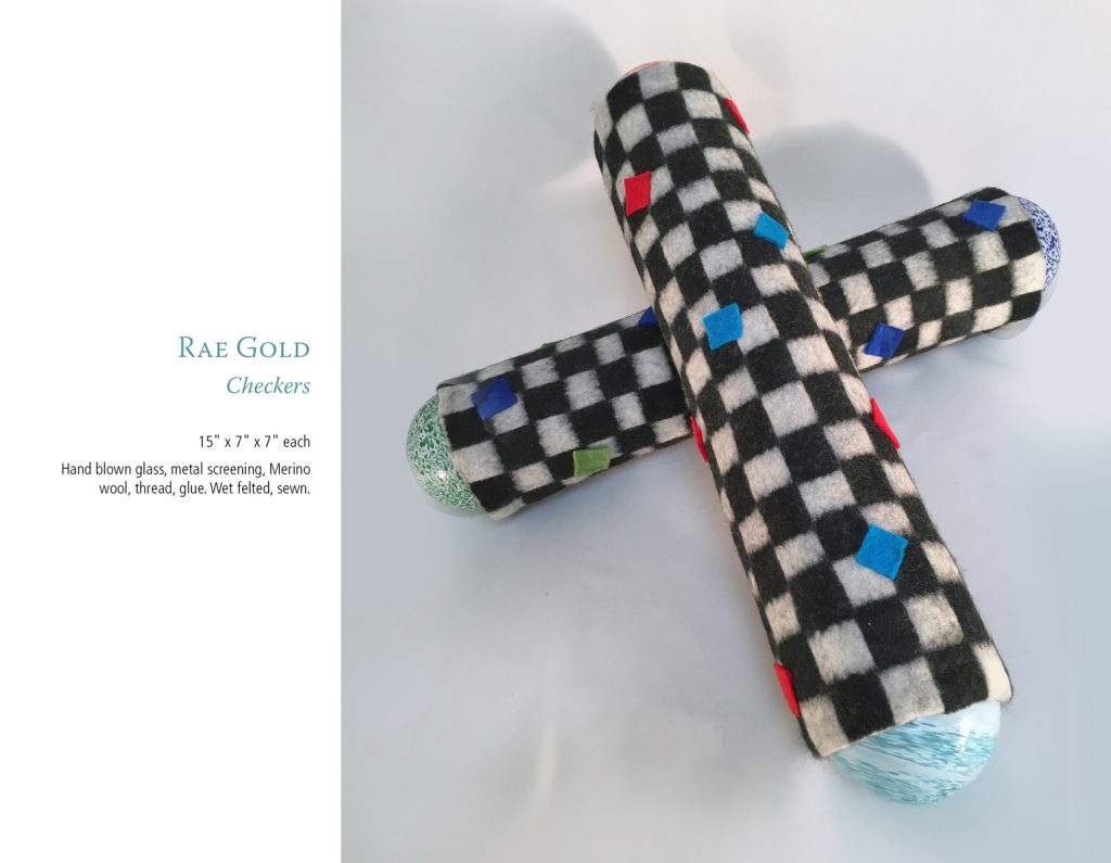 rae gold felted checkers